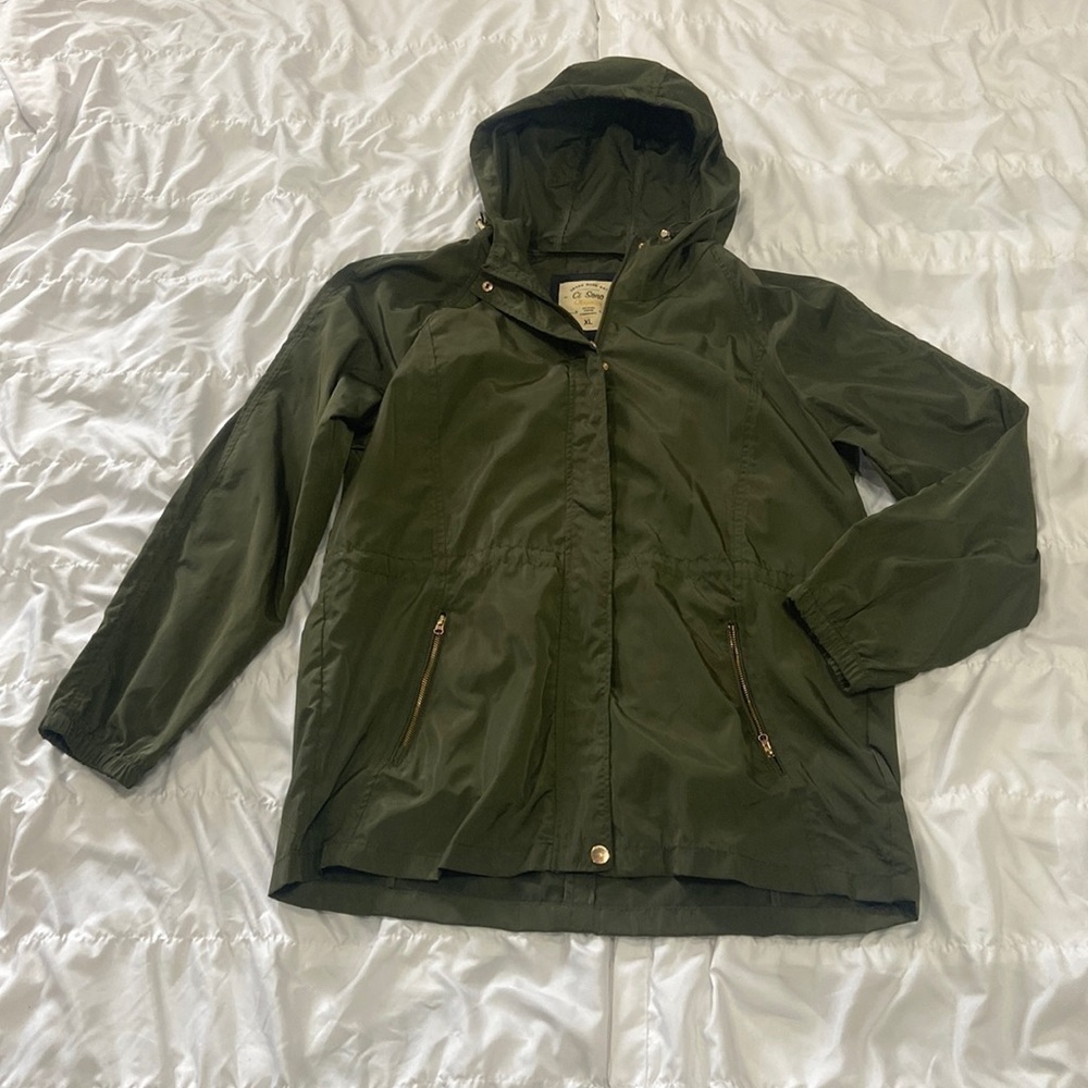Ci Sono Rain Jacket Womens XL Hooded Lightweight Zipper Spring Fall Summer